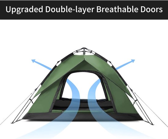 Pop-up Tent 3-4 Personen Automatische Kampeertent Frametenten Dubbeldeks Koepeltent Draagbare Familietent — afbeelding 4