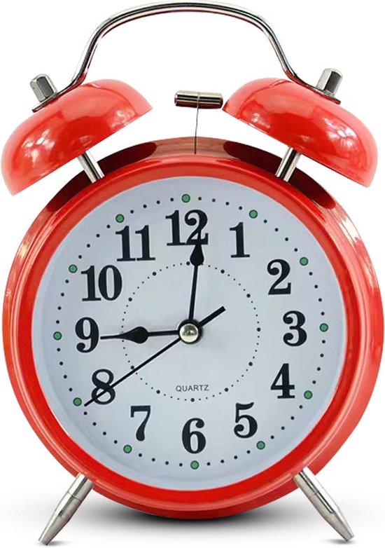 IvoQ Roze Wekker - Dubbele Bel - Retro Stijl - Moderne Functionaliteit