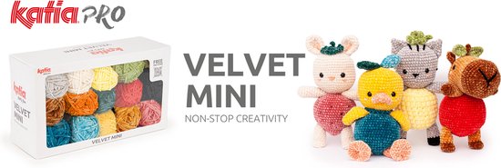 Katia - Velvet Mini - Amigurumi - Breien - Haken - 15 gekleurde bollen
