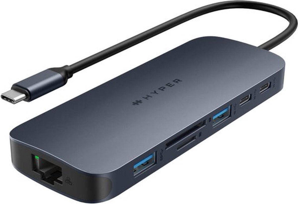 Hyper HD4006GL laptop dock & poortreplicator USB 3.2 Gen 2 (3.1 Gen 2) Type-C - Blauw