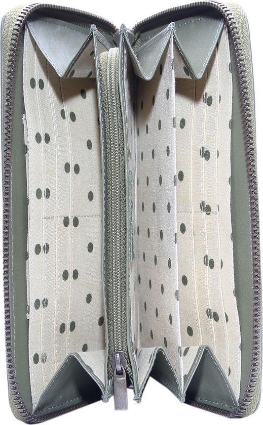 Esquire Cuir Porte-monnaie Peru Zip Around Wallet Olive