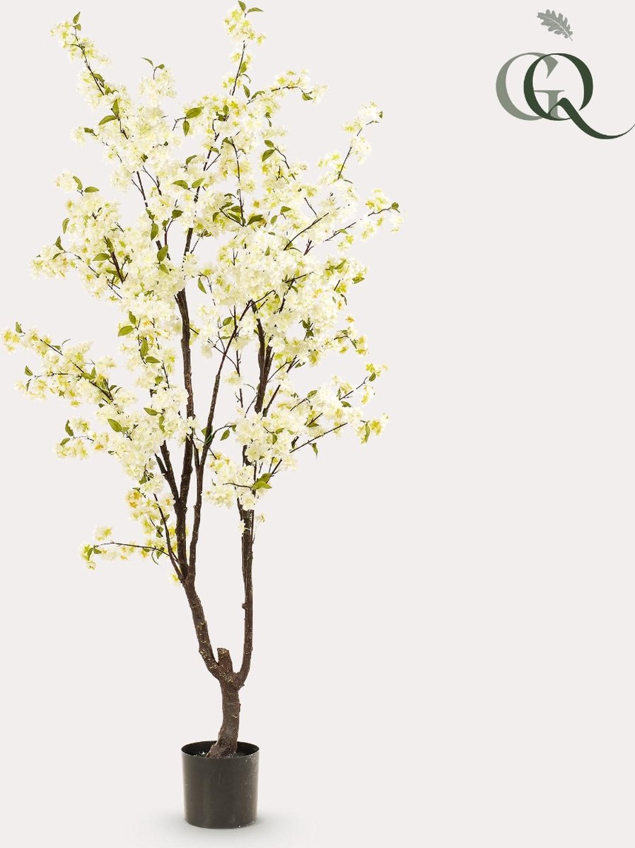 Kunstplant - Prunus - Kersenbloesem - Wit - 210cm