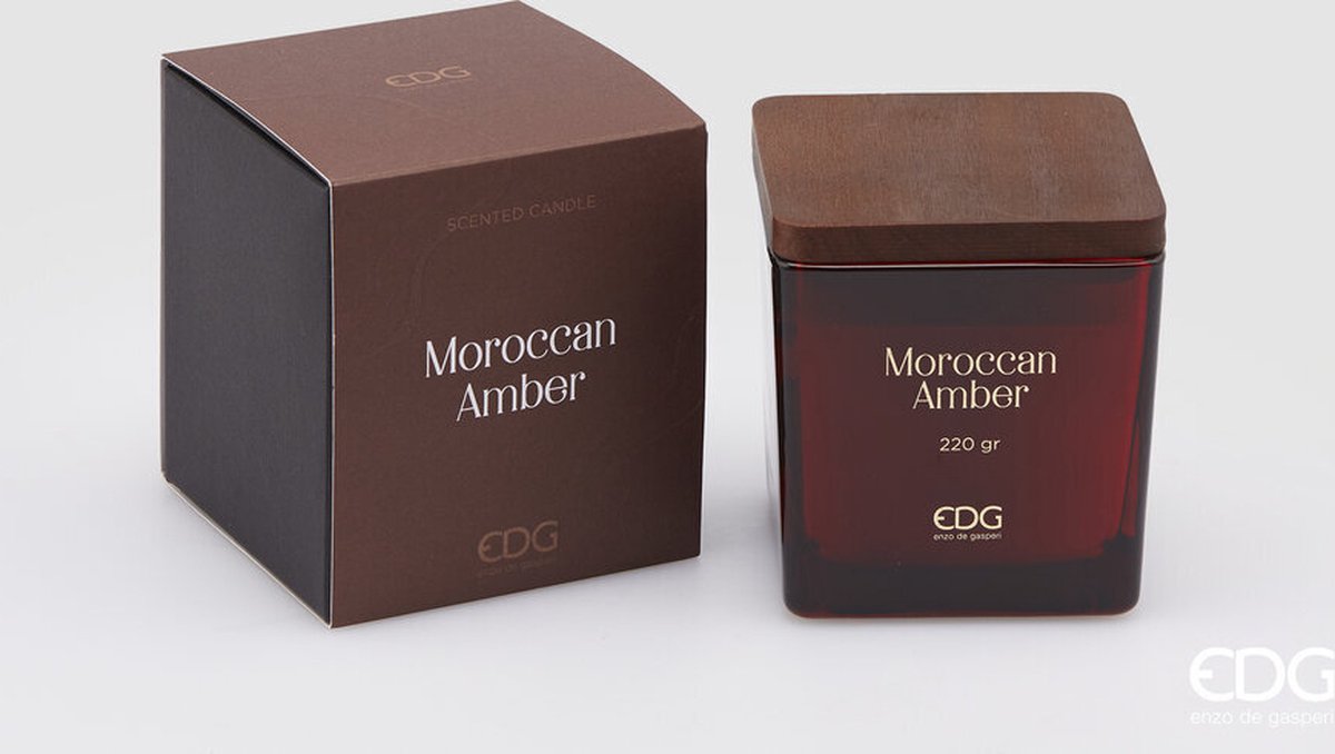 EDG - Enzo De Gasperi Geurkaars Maroccan Amber houten deksel H9,5