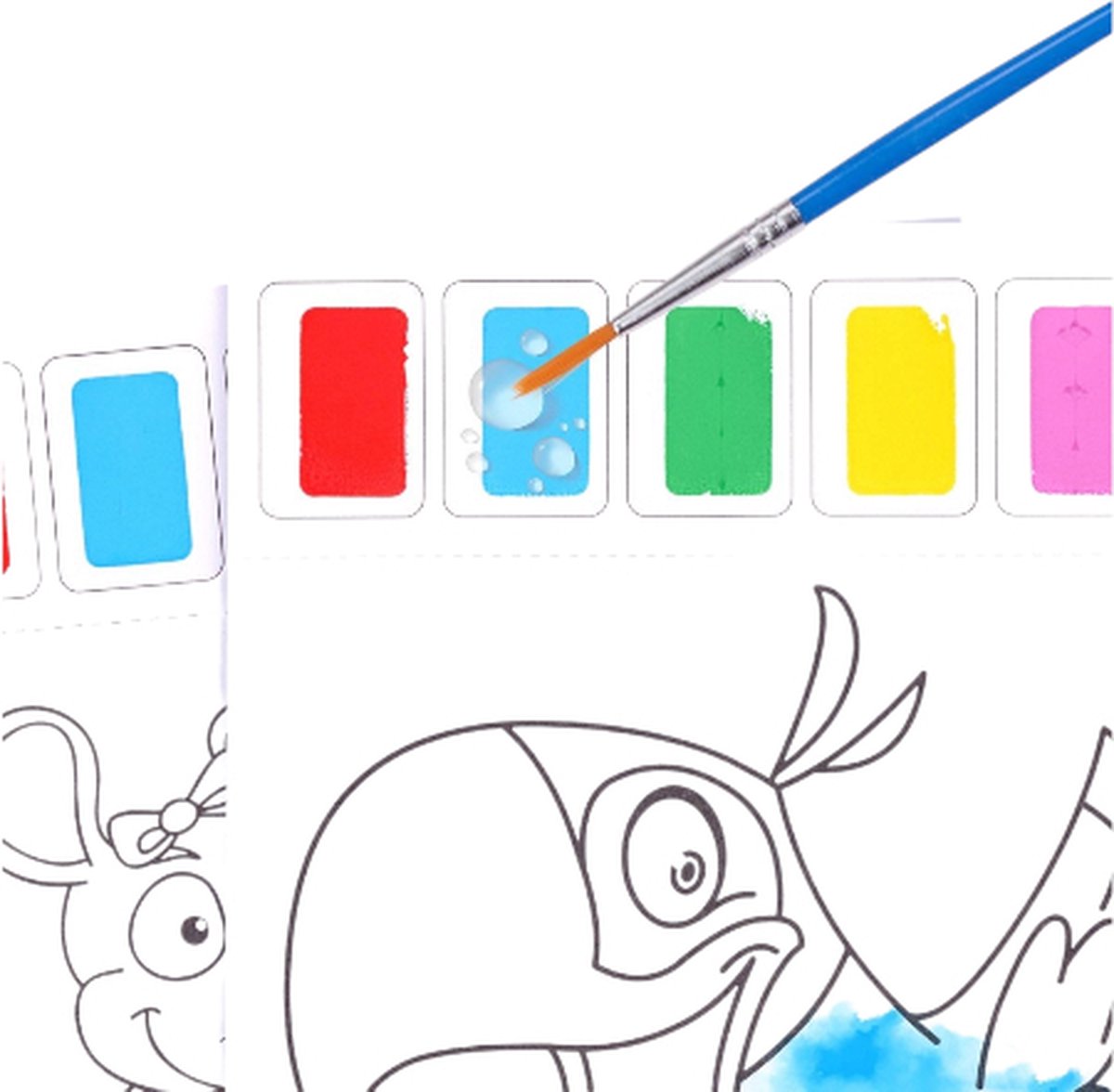 Waterverfset - watercolour painting set - 10 watercolor vellen - inclusief 2 penselen