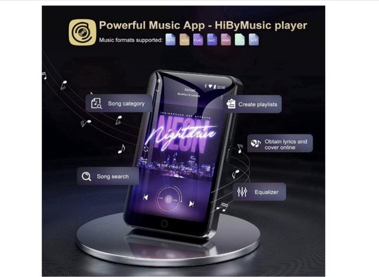 innioasis MP3-speler 80 GB met Bluetooth en WiFi, MP3-muziekspeler met Spotify, Music, Audible, Apple Music, 4 inch touchscreen, Android MP3-streaming (Zwart-Goud