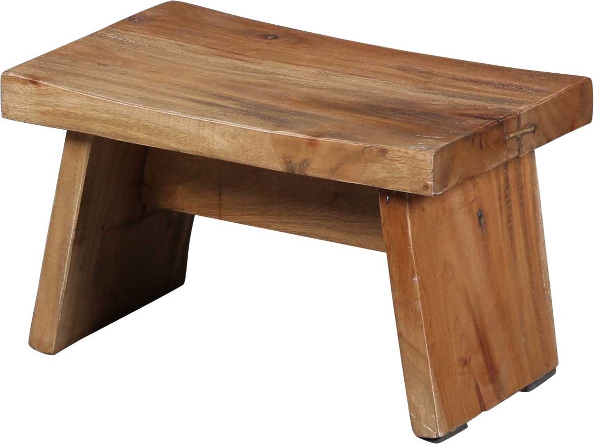 Teakhouten kruk – Gerecycled teakhout – Naturel bruin – Houten kruk 30 × 20 × 20 cm