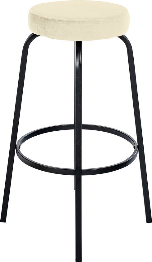 Tabouret de bar CLP Kamari - avec structure en métal - avec repose-pieds - crème