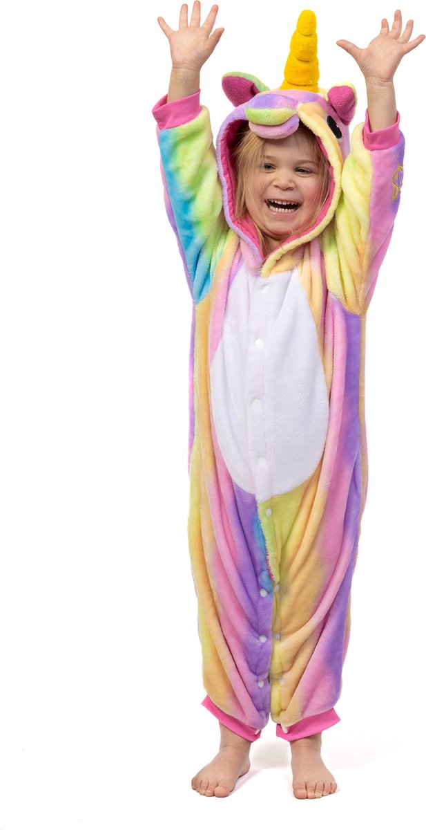 KIMU® Onesie Regenboog Eenhoorn Pakje - Maat 98-104 - Eenhoornpakje Unicorn Kostuum Kleuren Pak - Babypakje Dreumes Pyjama Zacht Boxpakje Festival — afbeelding 3