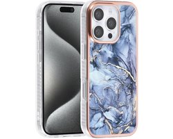 Multimedia & Accessoires Siliconen Marmer Harde Back Cover Case Hoesje geschikt voor Apple iPhone 16 Pro Max – TPU – Harde Plastic – Grijs