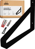 GoudmetHout Industriële Plankdrager XL 35 cm - Per stuk - Staal - Mat Zwart - 4 cm x 35 cm x 25 cm