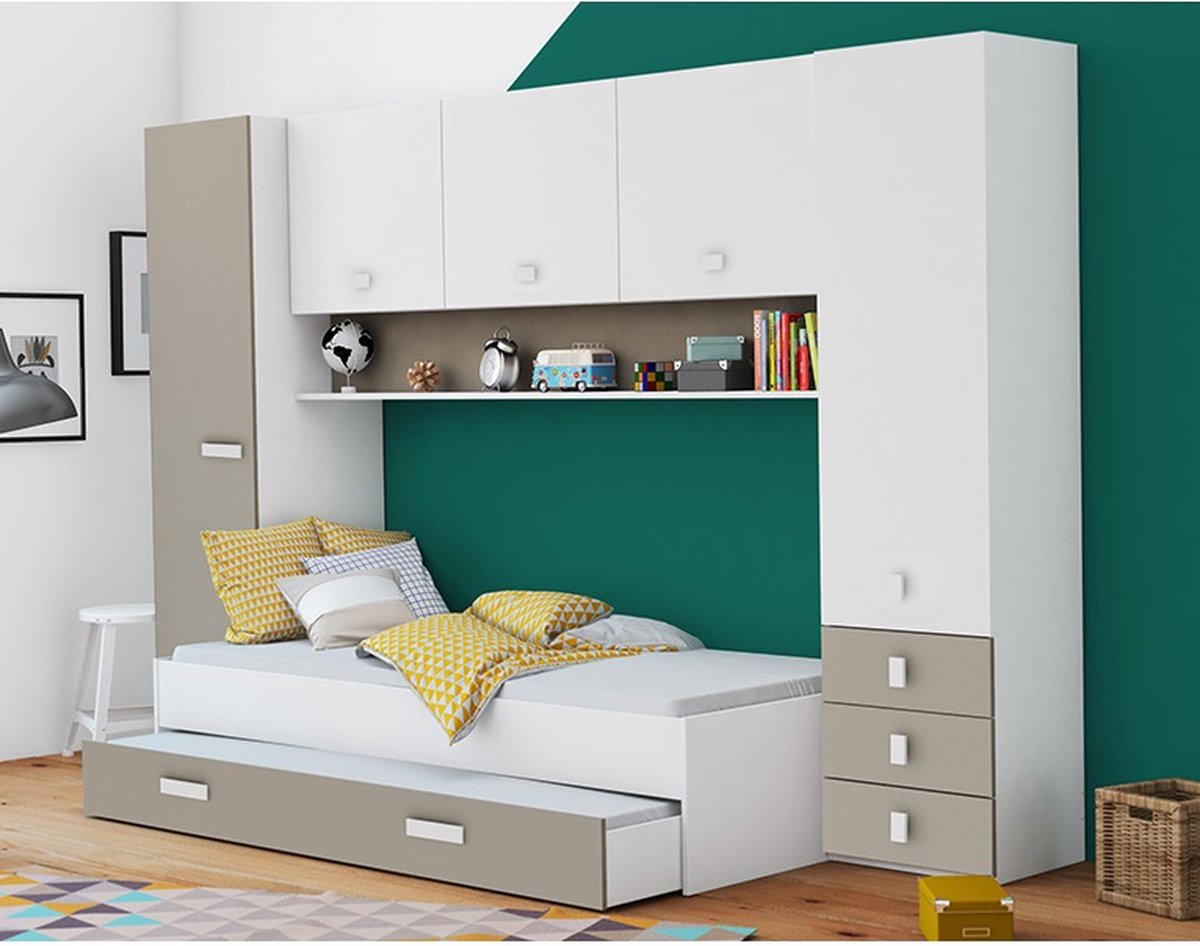 Eenpersoonsbed Tidy met kast en lade 90x200 cm
