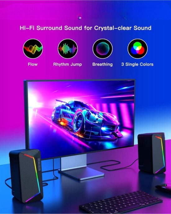 SPKPAL 2.1 Computerluidsprekers voor desktop met subwoofer, dynamische