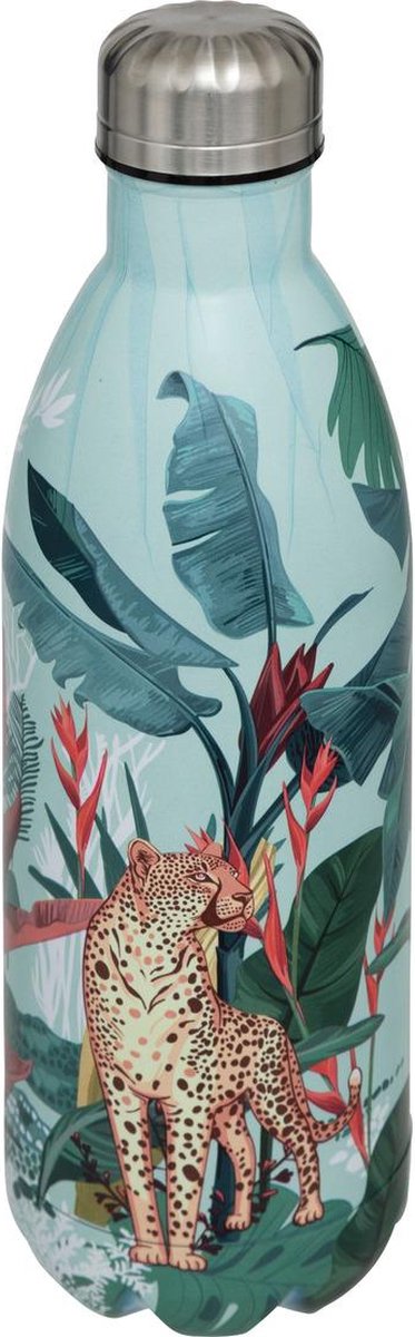 Thermosfles Tropical 1000 ml Luipaard - Eén liter - RVS drinkfles - waterfles - thermosfles - Prints - Thermosbeker