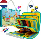 MontiPlay® Montessori Speelgoed - Sensorisch Speelgoed - Activiteitenbord - Busy Board - Montessori voor thuis - Educatief - Sensomotorisch Speelgoed - Geelblauw