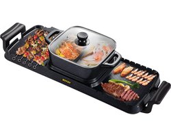 Elektrische BBQ - Pan Grill en Hot Pot - Krachtig 2400W - Draagbaar en Rookvrij - Afneembare Anti-aanbaklaag - BBQ - Gourmet - Grill - Kookgerei - Koken - Grillen Elektrische BBQ - Pan Grill en Hot Pot - Krachtig 2400W - Draagbaar en Rookvrij - Afneembare Anti-aanbaklaag - BBQ - Gourmet - Grill - Kookgerei - Koken - Grillen