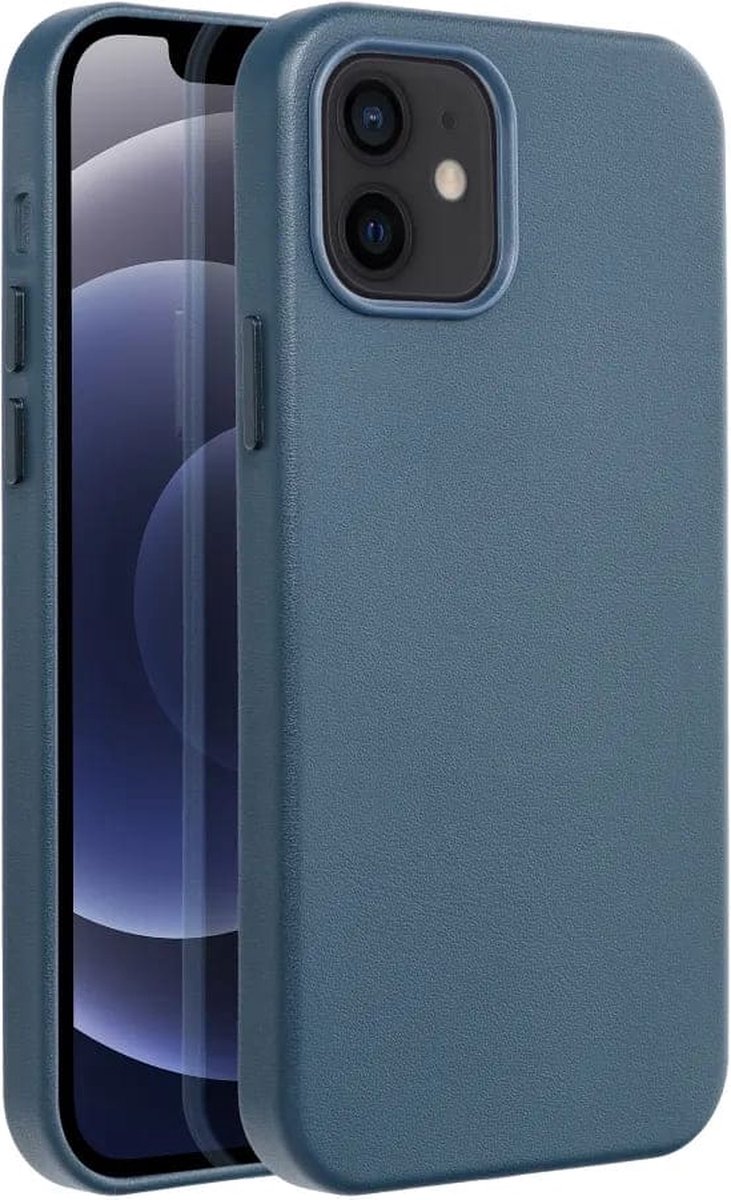 Casify Leren Hoesje geschikt voor MagSafe iPhone 12 Mini Hoesje - Donkerblauw