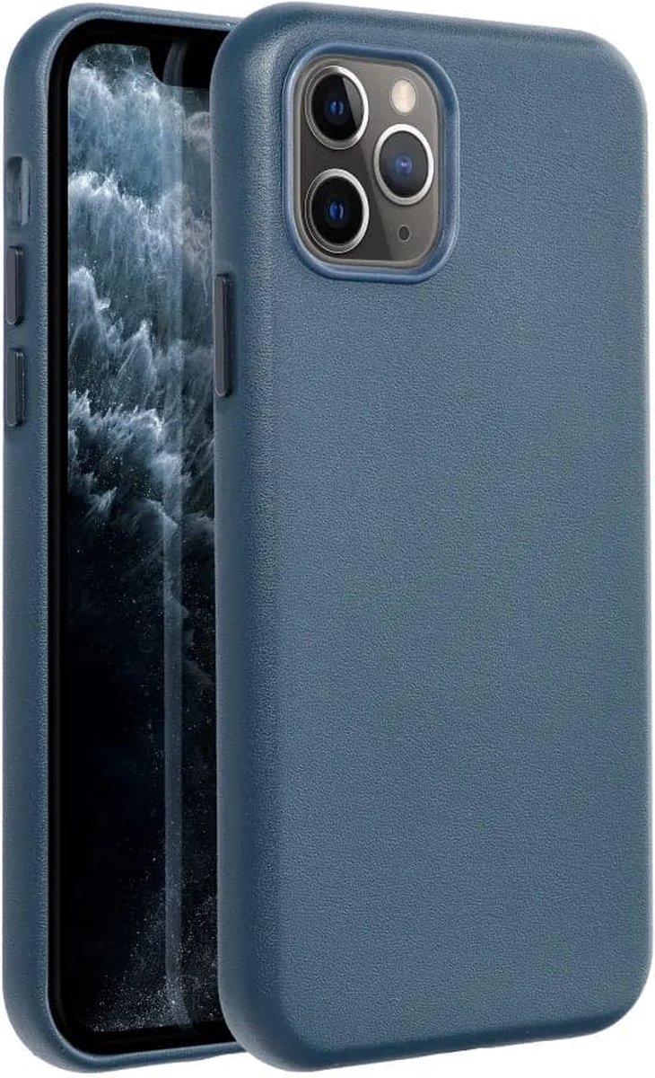 Casify Leren Hoesje geschikt voor MagSafe iPhone 11 Pro Hoesje - Donkerblauw