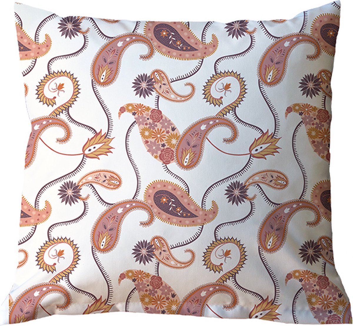 Kussenhoes 45 x 45 cm - Paisley wit - Sierkussens met verborgen ritssluiting - Sierkussen