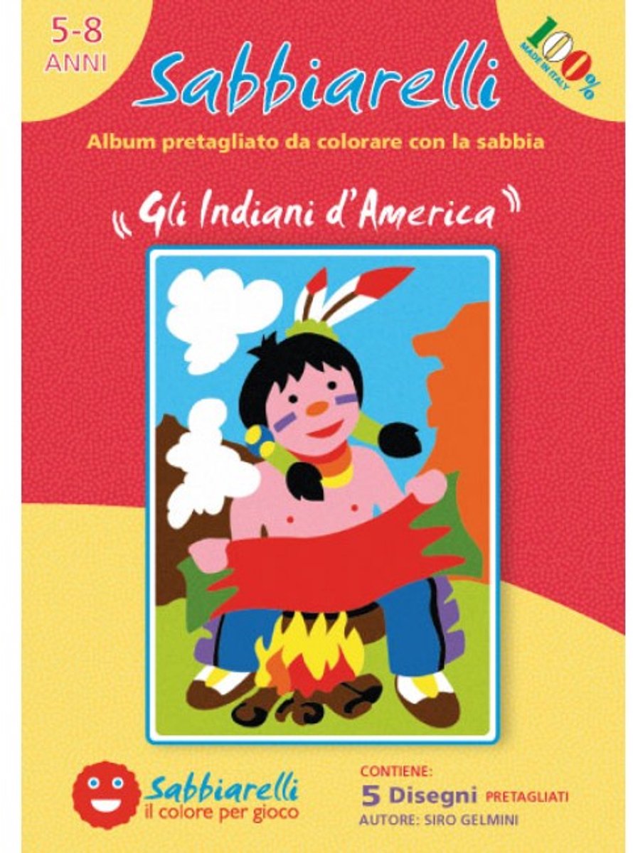 Sabbiarelli zandschilderen album Indianen creatief speelgoed 15x20 cm 5 stuks.
