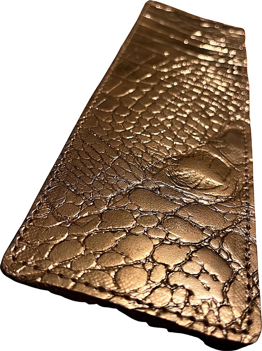 Pattiny - Bestek Etui - Leer - Croco - Goud - Handgemaakt - 2 Stuks