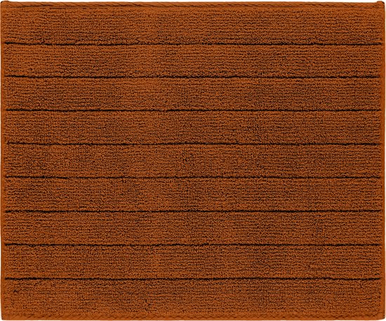 Antislip badmat, Luca, 50x60cm, oranje met horizontale ribbels. 100% katoen.