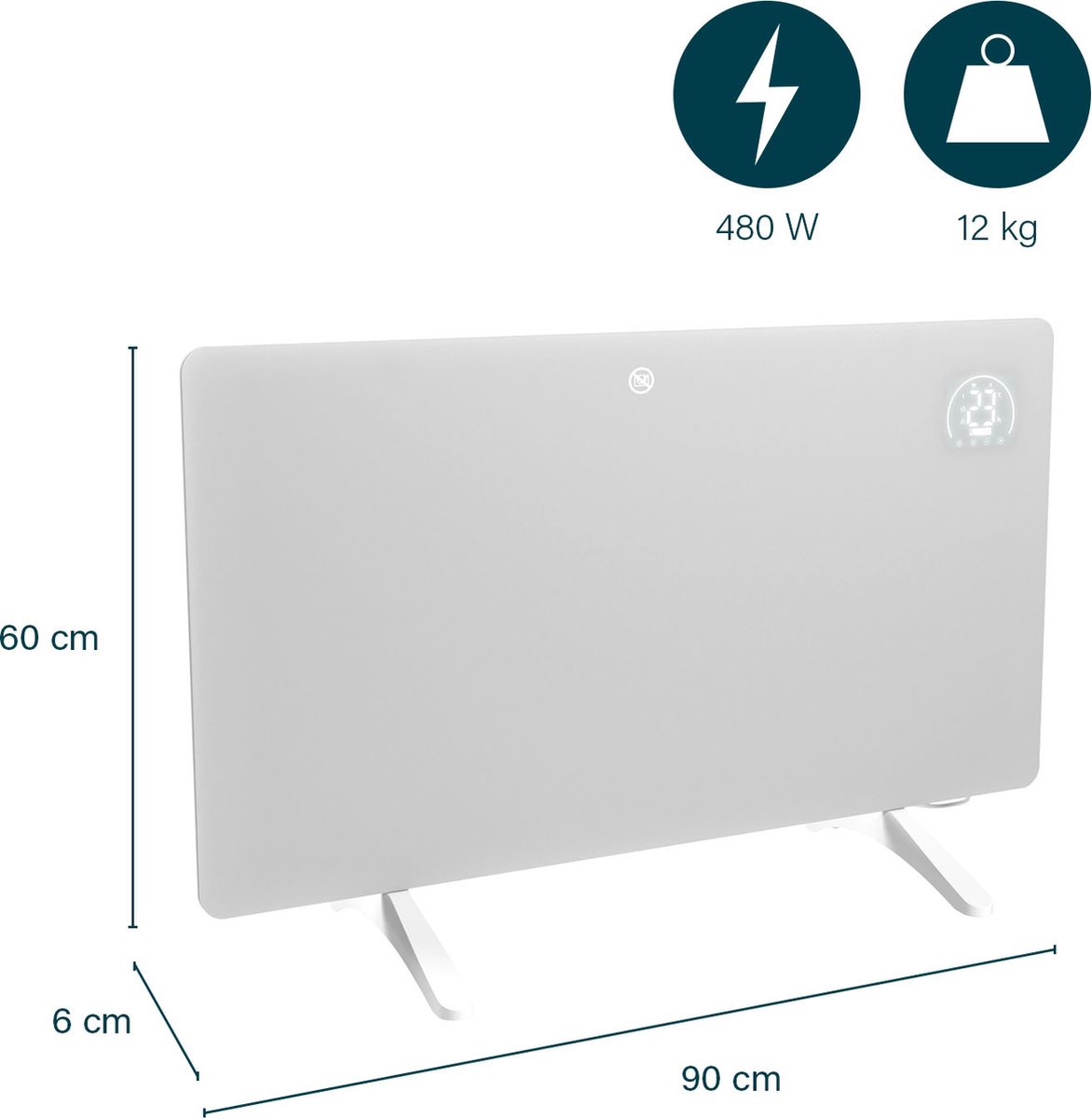 Princess 348348 Infraroodpaneel – 480W Elektrische Verwarming met Slimme Thermostaat, App-bediening - WiFi - Timer & Open Raam Detectie – Energiezuinig en Duurzaam - Wit – foto 5