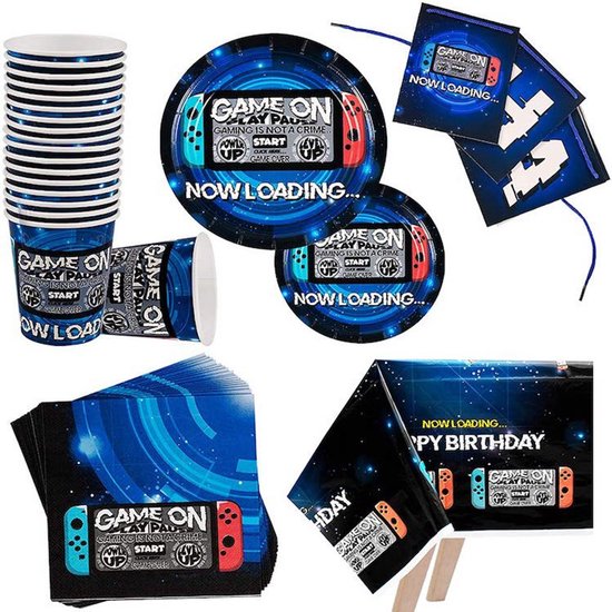 162-delige Game On Verjaardagsfeestset - Compleet Gaming Feestpakket voor 20 Personen - Perfect voor Gamers