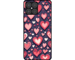Smartphonica Telefoonhoesje Geschikt voor Huawei Honor X8 4G met Hartjes Opdruk - TPU Backcover Case With Heart Design geschikt voor Huawei Honor X8