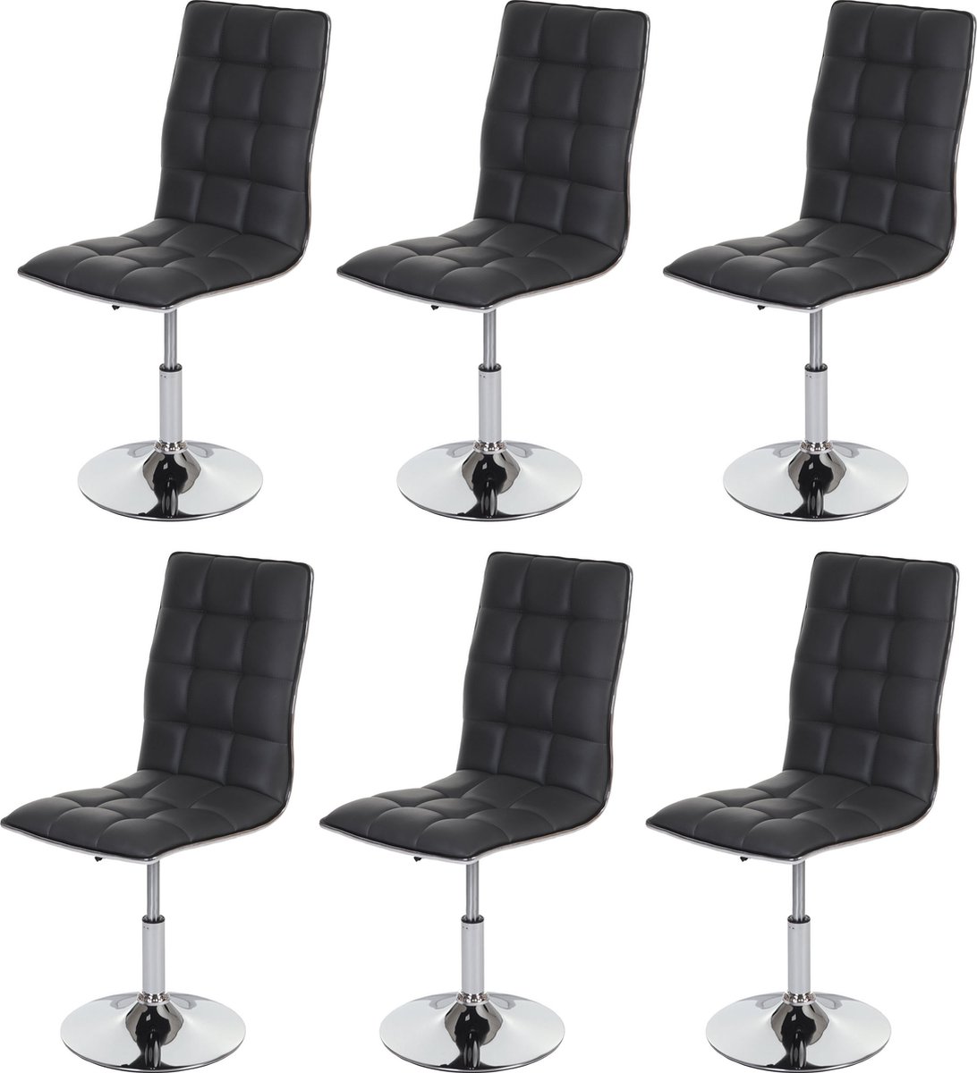 Cosmo Casa Set van 6 Eetkamerstoelen - Keukenstoelen - Hoogte Verstelbaar - Draaiend - Kunstleer - MVG-gecertificeerd - Grijs