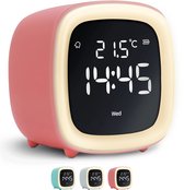 JustAnotherProduct AP18 - Oplaadbare digitale wekker met licht (3 standen) - Alarm klok met temperatuur (15.5°C tot 50°C) - 12/24h Alarm clock - Nachtlamp - Oranje