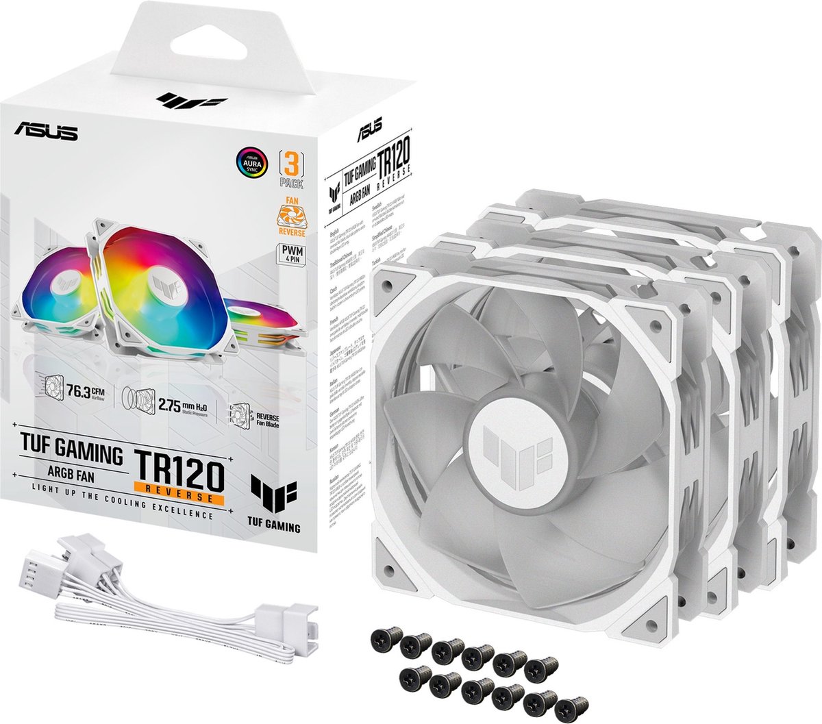 ASUS TUF GAMING TR120 FAN ARGB REVERSE WHITE 3IN1