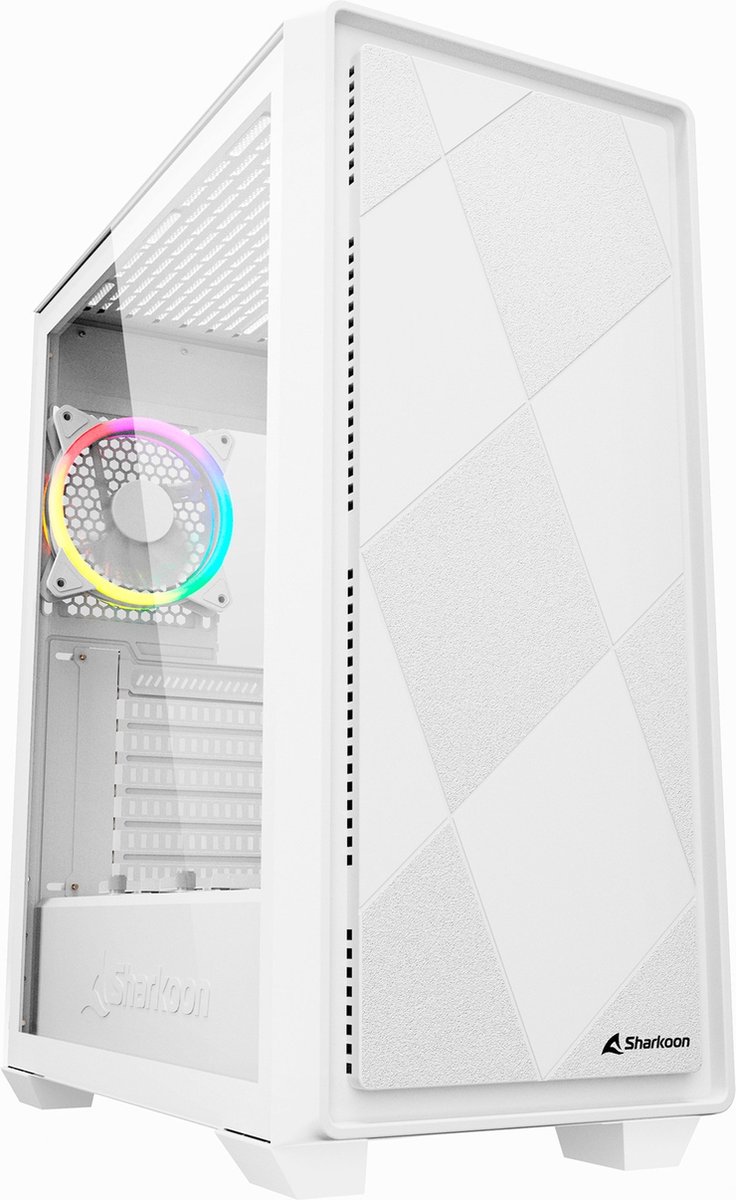 Sharkoon VS8 RGB, Midi Tower, PC, Wit, ATX, micro ATX, Mini-ITX, Gehard glas, 15,8 cm