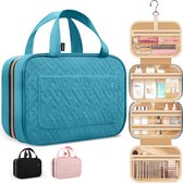 Kioto Trousse de Toilette avec Crochet - Femme et Homme - Trousse de Maquillage - Beauty Case Femme - Trousse de Toilette - Organisateur de Voyage Homme & Femme, Fille et Enfant - Vert Blauw