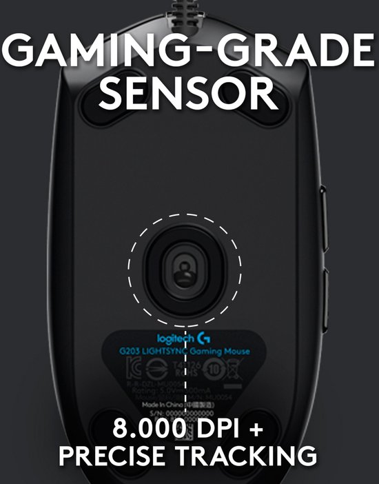 Logitech G203 LIGHTSYNC - Bedrade Gaming Muis - RGB verlichting - Zwart