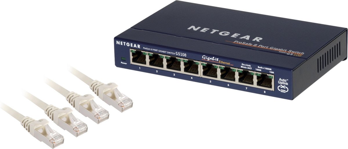 Netgear Prosafe GS108 Switch - Unmanaged - 8 poorten - 1 Gbps