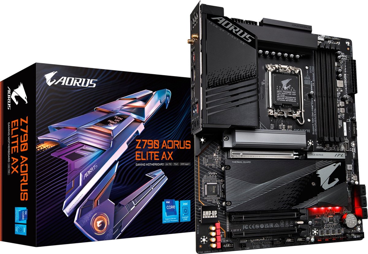 Gigabyte Z790 AORUS ELITE AX - Moederbord - ATX - Socket LGA1700 - Intel Z790 - DDR5 - Realtek audio CODEC - Realtek 2.5G LAN
