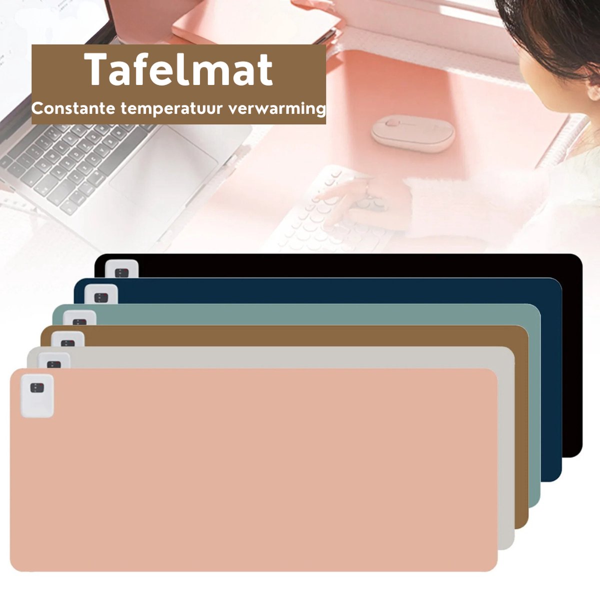 Warm Bureaupad Met 6 Verwarmingsniveaus &4 Uur Automatische Uitschakeling Waterdichte Verwarmde Muismat Handwarmer Verwarmd Bureaupad Toetsenbord Pad Bureaumat F