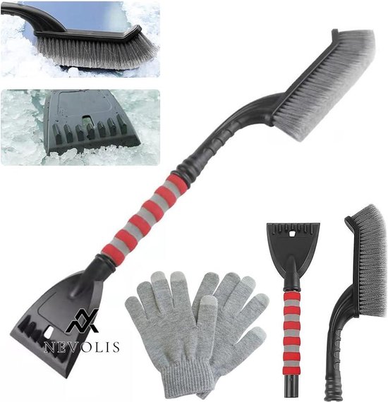Foto: Dunlop ijskrabber voor auto met borstel uitschuifbaar soft grip ruitenkrabber auto accessoires