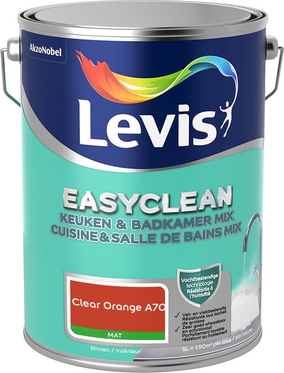 Levis - Easyclean Keuken & Badkamer Mix - Clear Orange A70 - Mengverf - 5 L