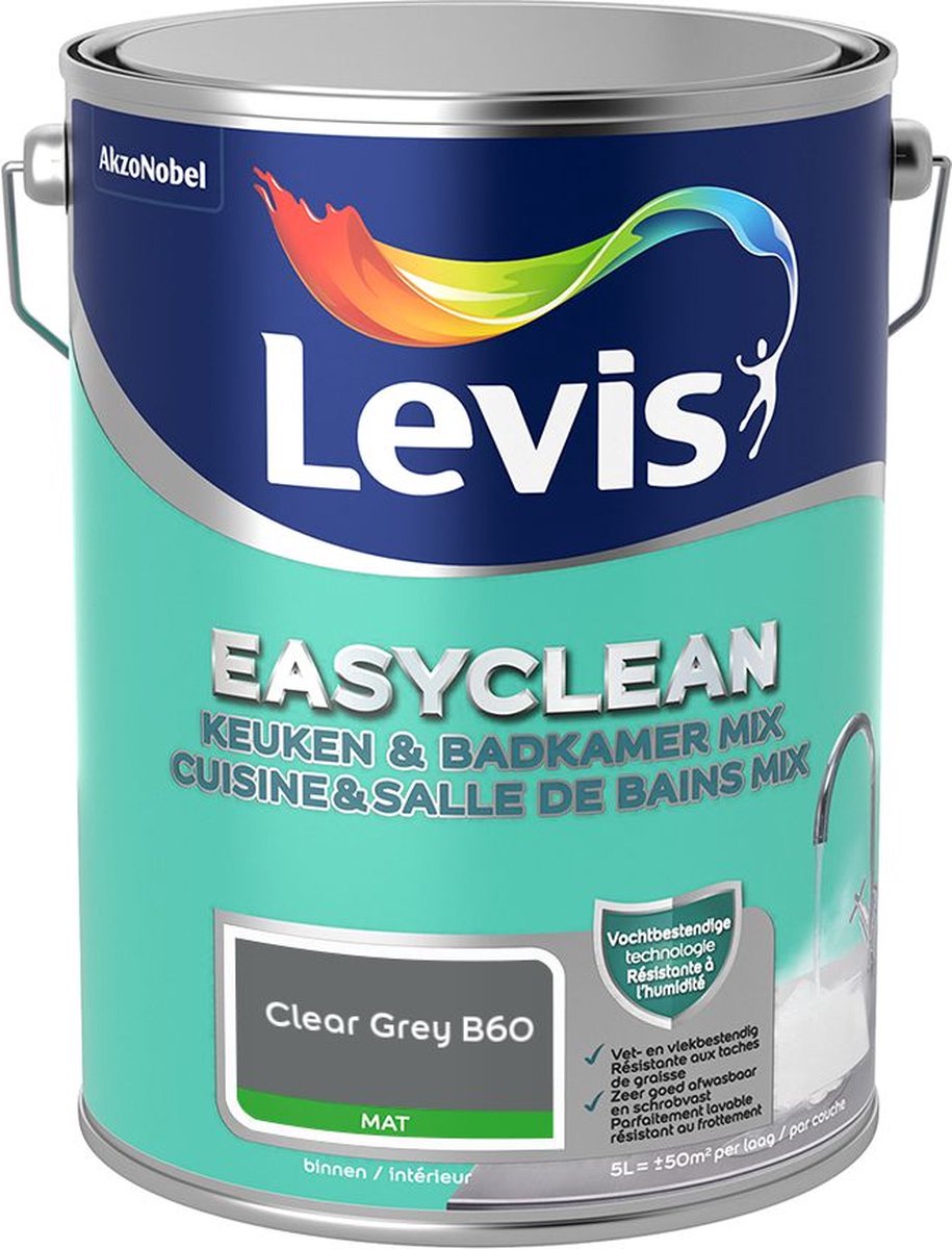 Levis - Easyclean Keuken & Badkamer Mix - Clear Grey B60 - Mengverf - 5 L