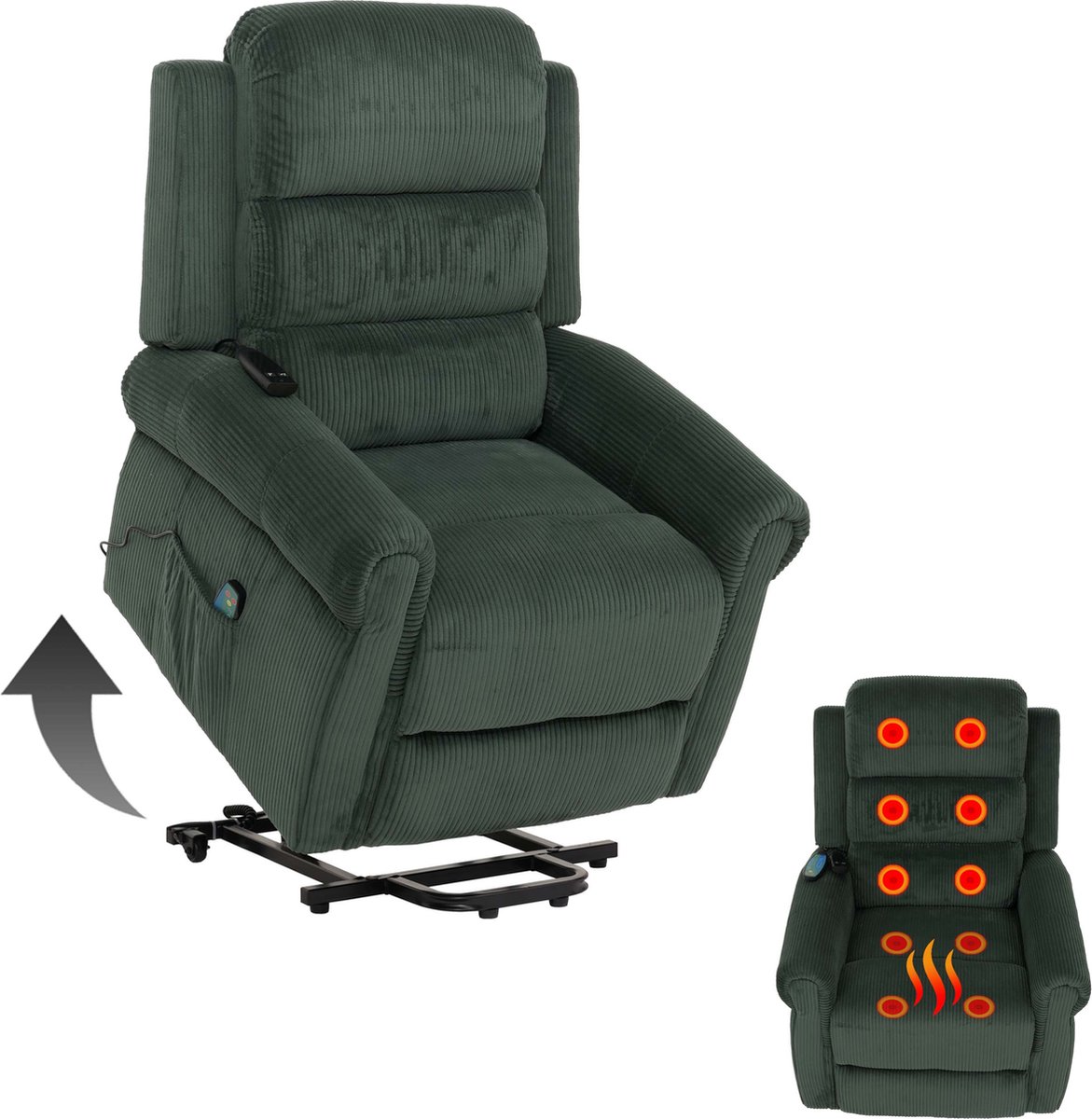 Cosmo Casa Relaxfauteuil Groen met Massage en Verwarming