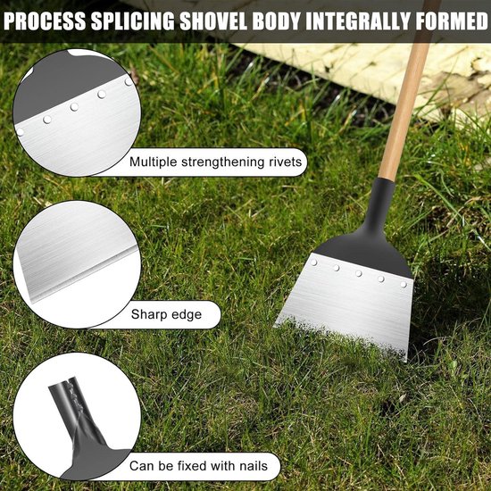 Pelle de jardin multifonctionnelle pour nettoyer le jardin - Pelle plate en acier - Outil végétal pour le désherbage - 21 cm