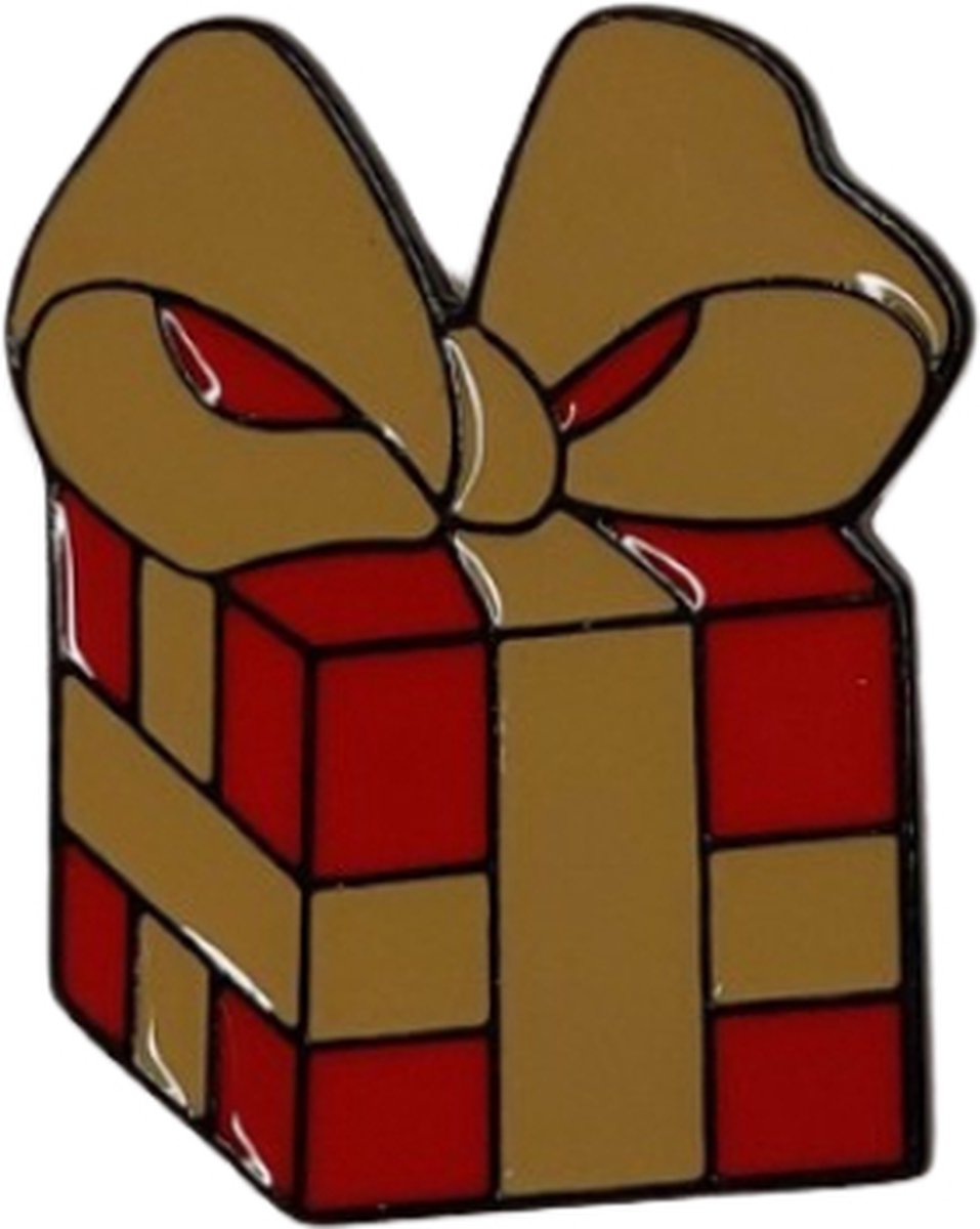 Sinterklaas Button - Pakje - Rood/Goud