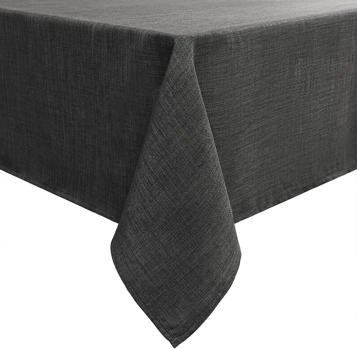 Tafelkleed met linnenlook, afwasbaar, lotuseffect, rechthoekig, 140 x 140 cm, tafelzeil, waterafstotend, tafellinnen, vlekbescherming, donkergrijs