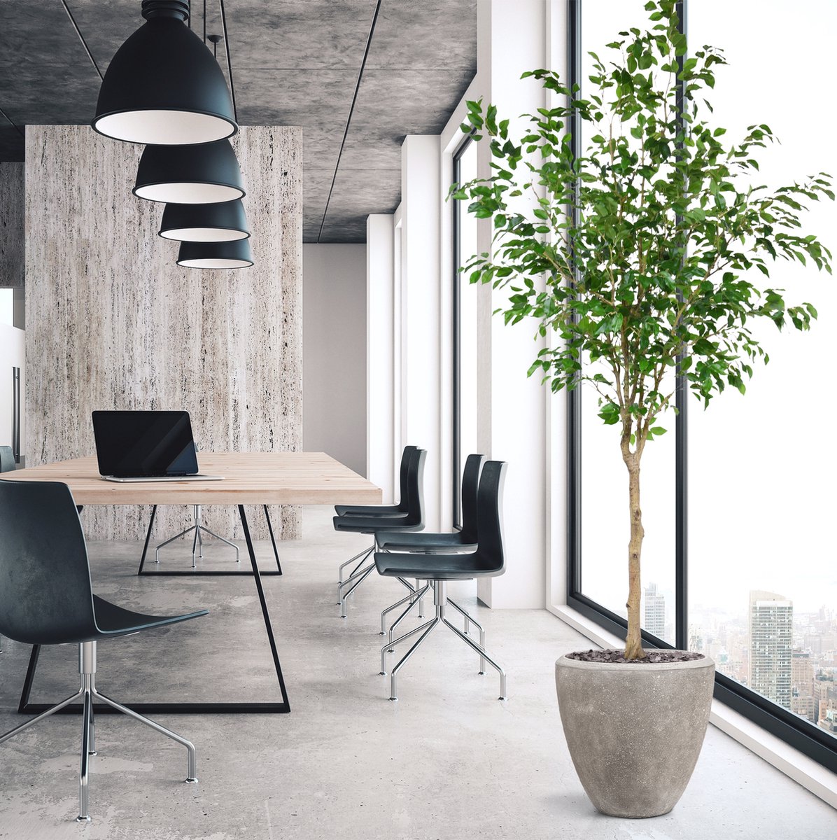 maxifleur Kunstplanten Ficus Exotica Kunstboom op stam 230cm Groen