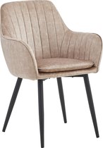 Colenis® - Chaise de salle à manger Lavinia - Set de 6 - Champagne - Velours Adoré - Avec accoudoirs - Sans rayures latérales
