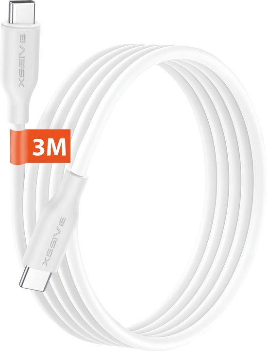 Lange USB C naar USB C Kabel 3 Meter - 65W Super Snellader - Milieuvriendelijk - 5x Langere Levensduur - USB-C Oplader Kabel voor Telefoon, Tablet en Laptop - Xssive