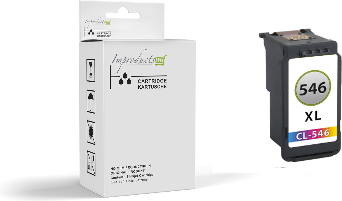Improducts® Kleur huismerk inkt cartridge voor Canon CL-546XL / 546XL / 546 / CL546 voor IP2850 MG2440 MG2450 MG2455 MG2540 MG2550 MG2555 MG2950 MG3050 MG3051 MG3052 MG3053 MX494 MX495 TR4550 TS3150 TS3350 XL cartridge Kleur