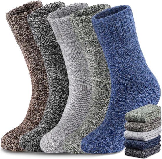 Lot de 5 paires de chaussettes pour homme, épaisses et chaudes, idéales pour l'hiver, la randonnée et le sport.