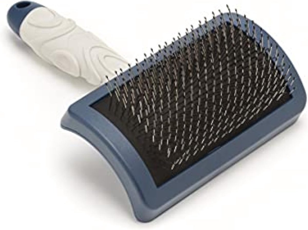 Gebogen Hoofd Slicker Brush Shedding Tool voor Cockapoos Labradoodles Cavapoos en Golden Doodles Blauw Grijs X-Small – Hond Puppy Grooming